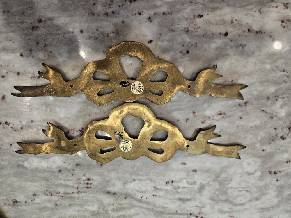 Pair of Gatco, Solid Brass Bow Wall Appliqué