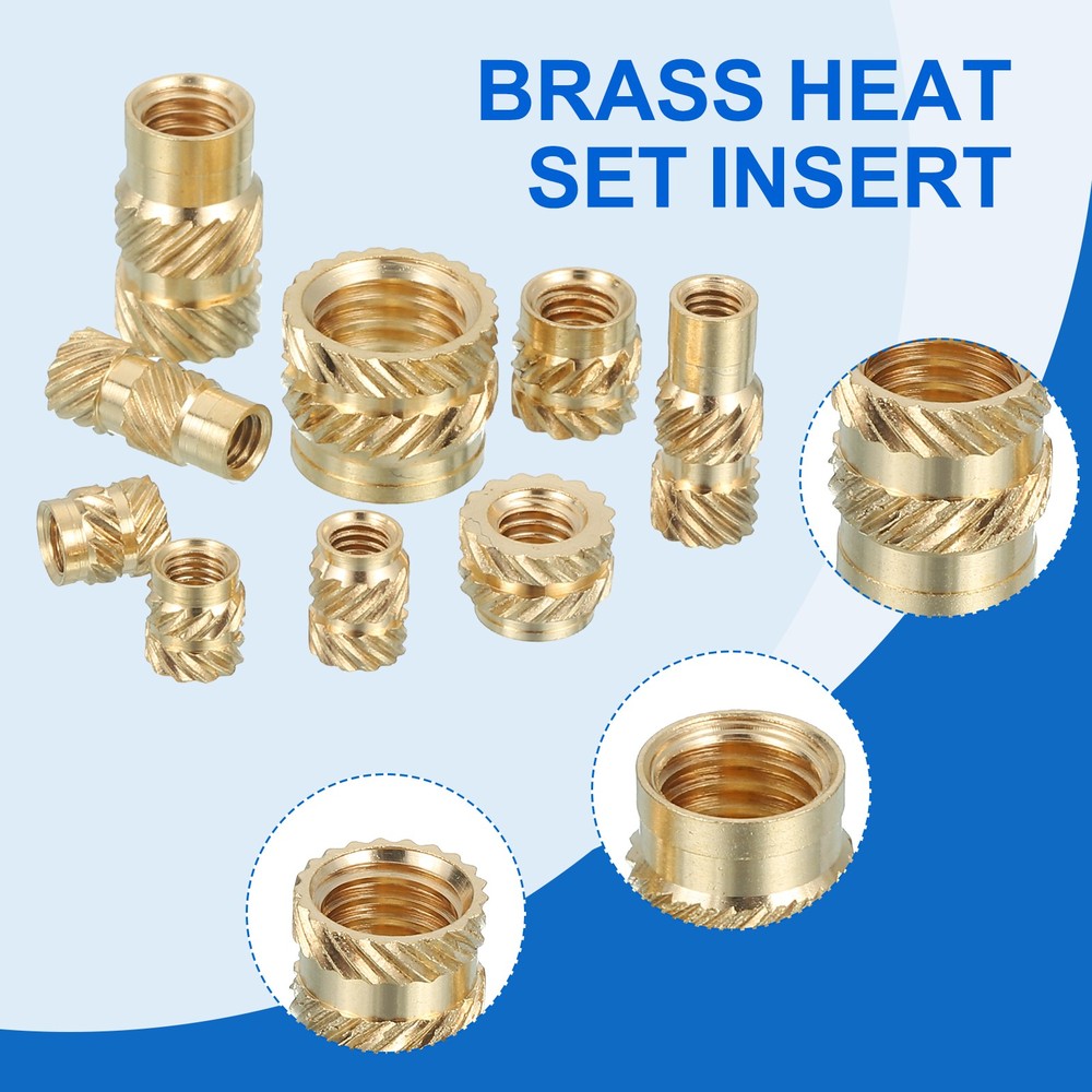 16 Pcs Threaded Inserts, M8 Brass Heat Set Insert for Plastic, M8x10x12mm