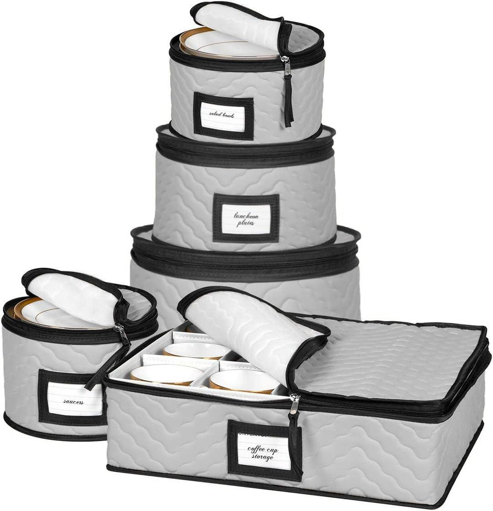 China Storage Containers 5pc Set Dish Moving Boxes with Dividers Gray