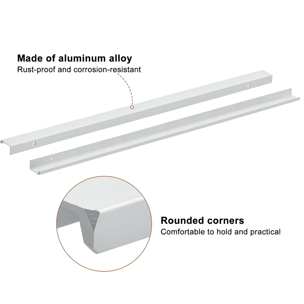 Cabinet Edge Finger Pull, 5pcs 600mm / 23.62" Hidden Cabinet Pulls, Silver