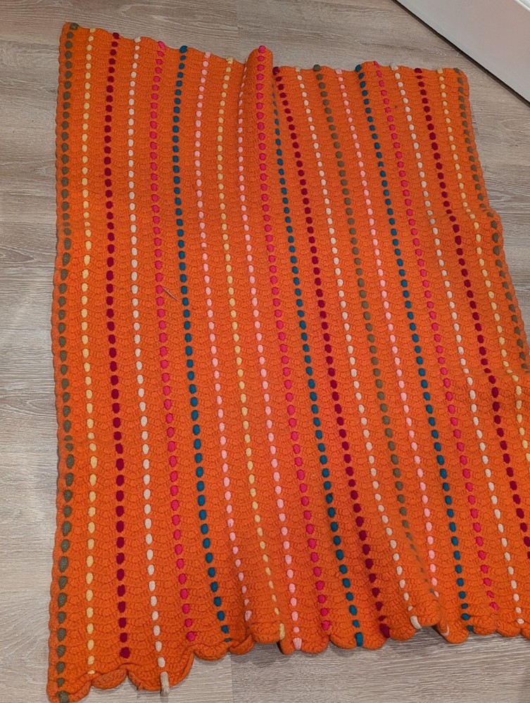 Orange Stripes Crocheted Throw Blanket 48" x 36"