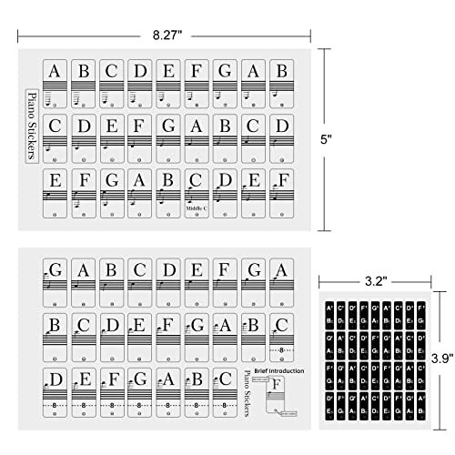 Piano Stickers Keyboard Key Note: Removable Piano Keyboard Note Black White