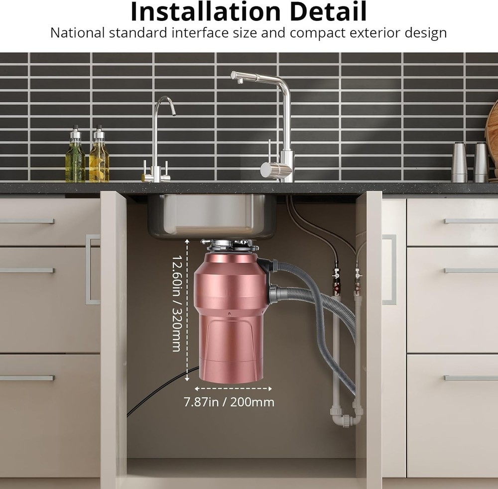 GRAVEE 3/4HP Food Garbage Disposals Continuous Feed Food Waste Disposer 560W