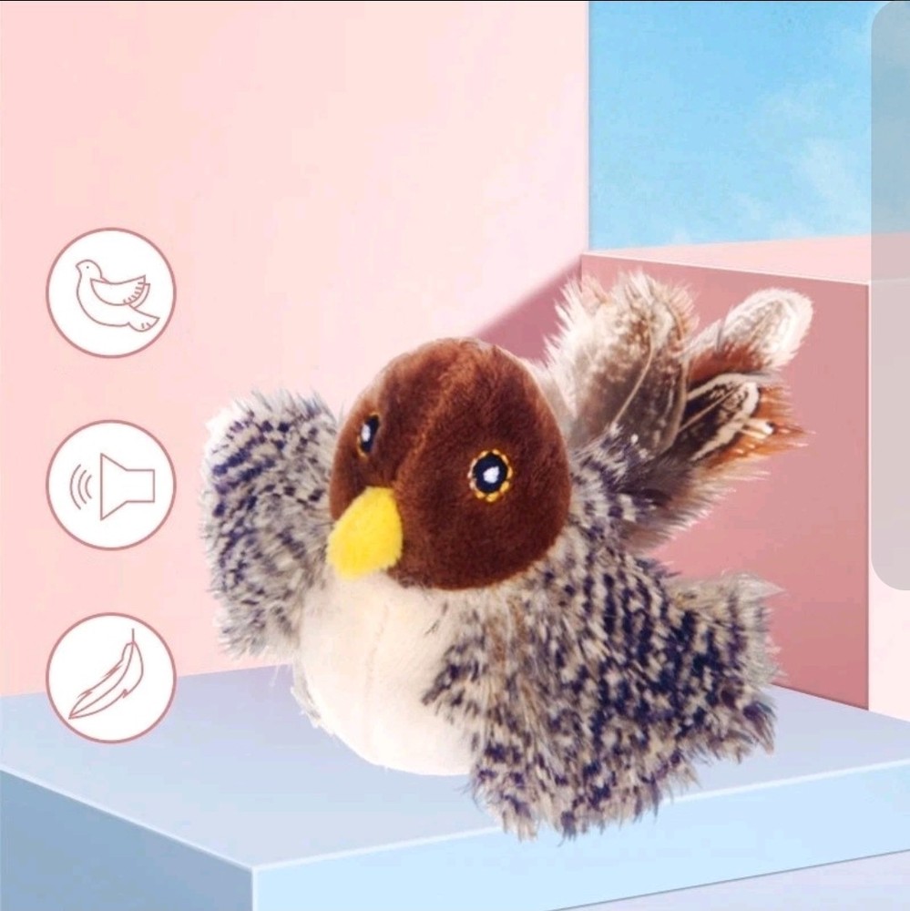 Flapping Bird Cat / Dog Toy – Chirping Plush – Motion Sensor - Touch Activated