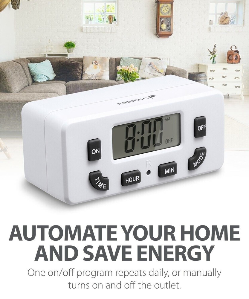 4xDigital Clock Timer Single Outlet Plug In Switch Electric 24Hour Programmable