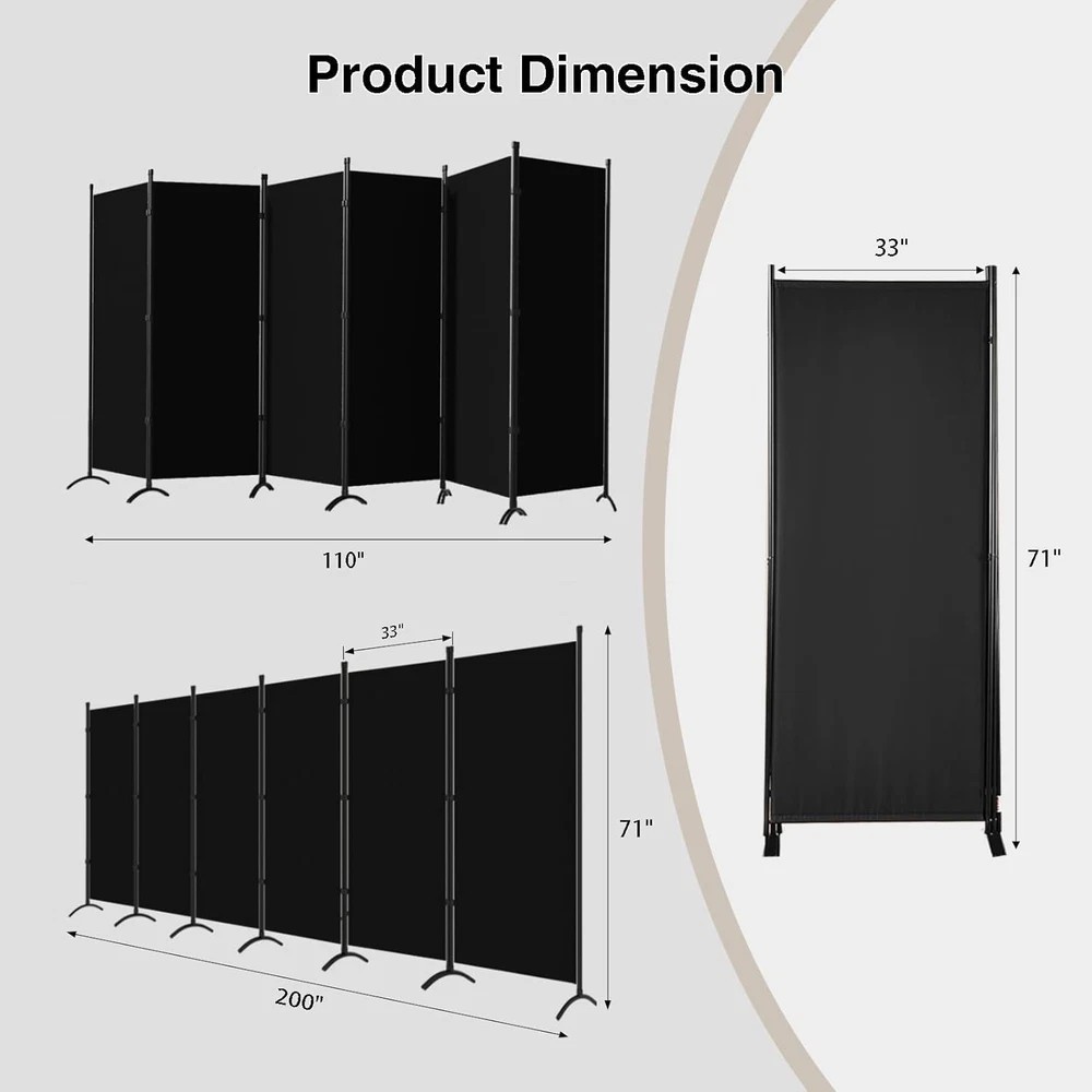 Biombo divisor de ambientes portátil de 6 paneles