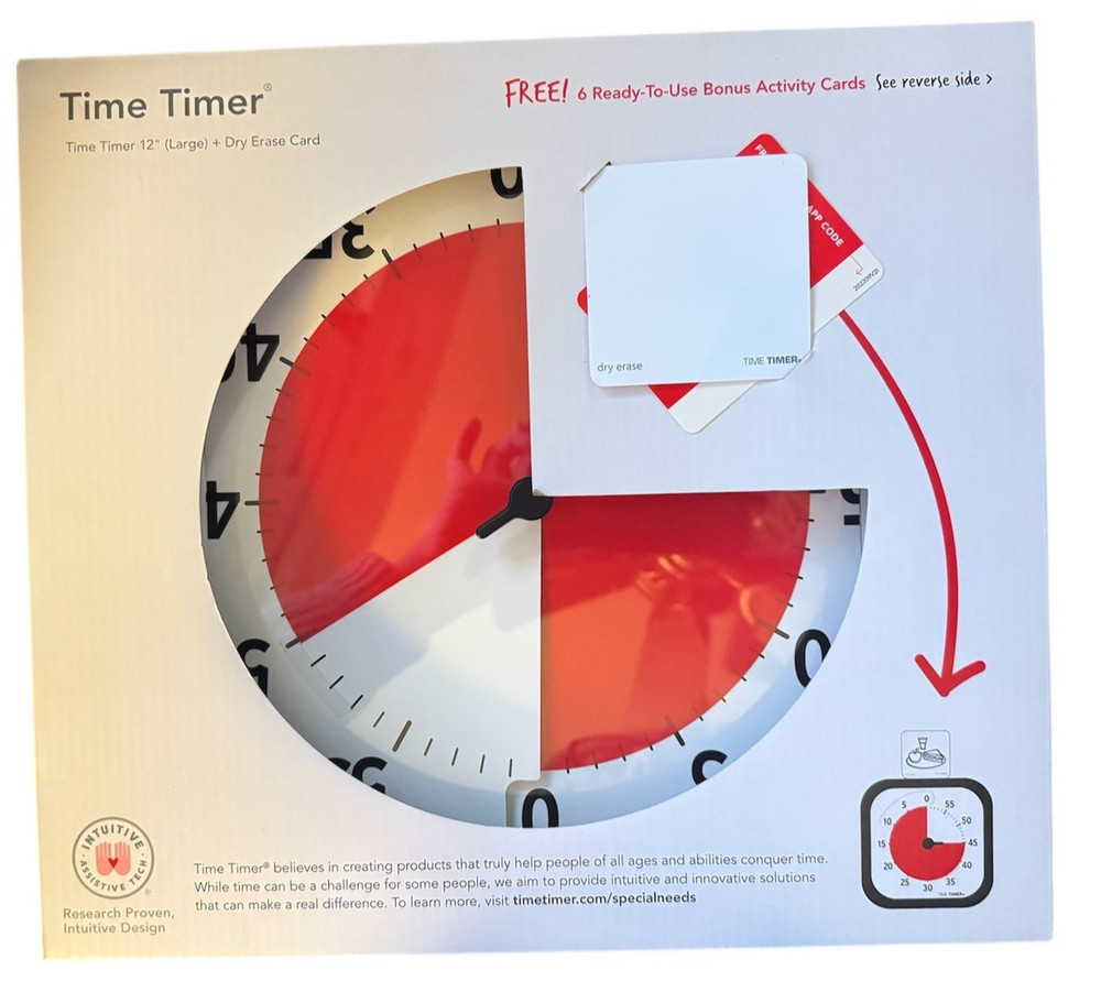 Time Timer® Original Timer 12" The Original 60 Min Visual Timer + Dry Erase Card