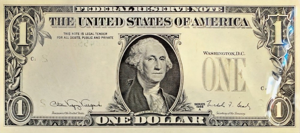 $1 1988A 2 Errors In 1 Note Missing Third Printing / Print Face On Back PCGS 65