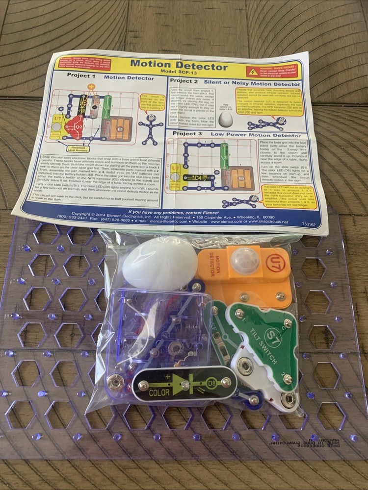 Electronic Snap Circuits Elenco Motion Detector Model SCP-13  Complete Set