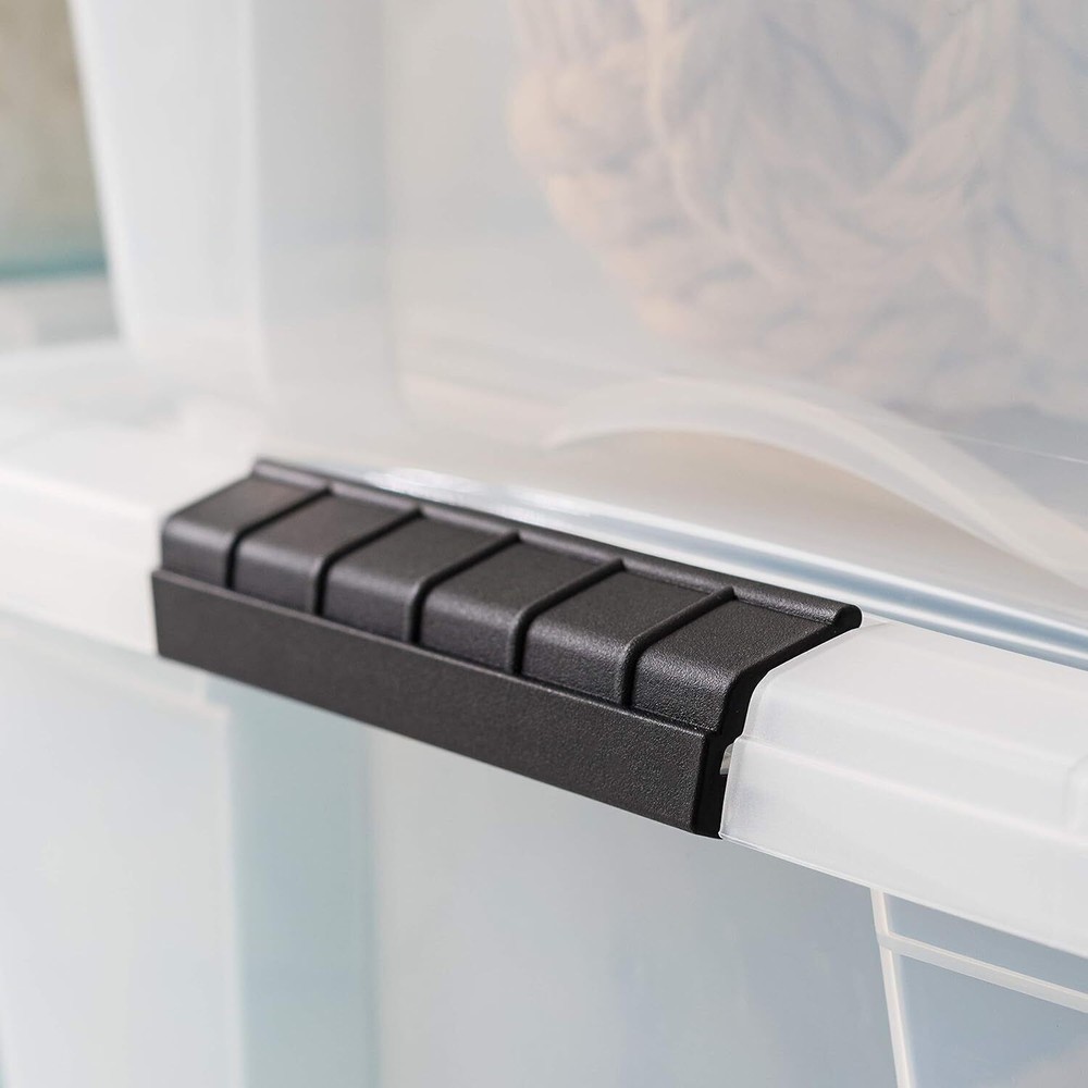 53 Quart Stackable Plastic Storage Bins with Lids and Latching Buckles 6 Pack