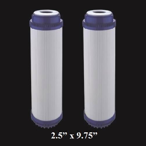 2 Pack GAC Carbon Water Filters 2.5"x9.75" RO Replacement Cartridges BLUONICS