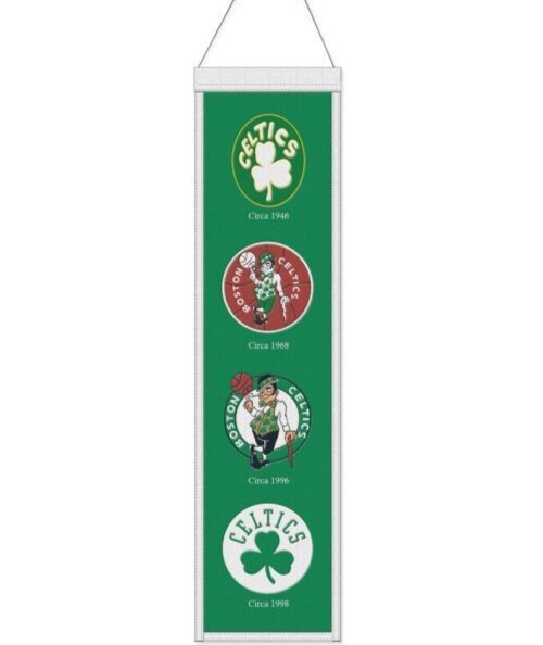 BOSTON CELTICS EVOLUTIONS BANNER EMBROIDERED WOOL 8"X32" W/ HANGING ROPE