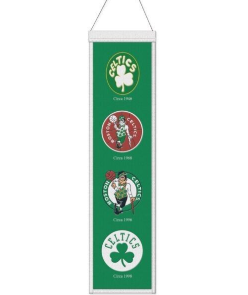 BOSTON CELTICS EVOLUTIONS BANNER EMBROIDERED WOOL 8"X32" W/ HANGING ROPE