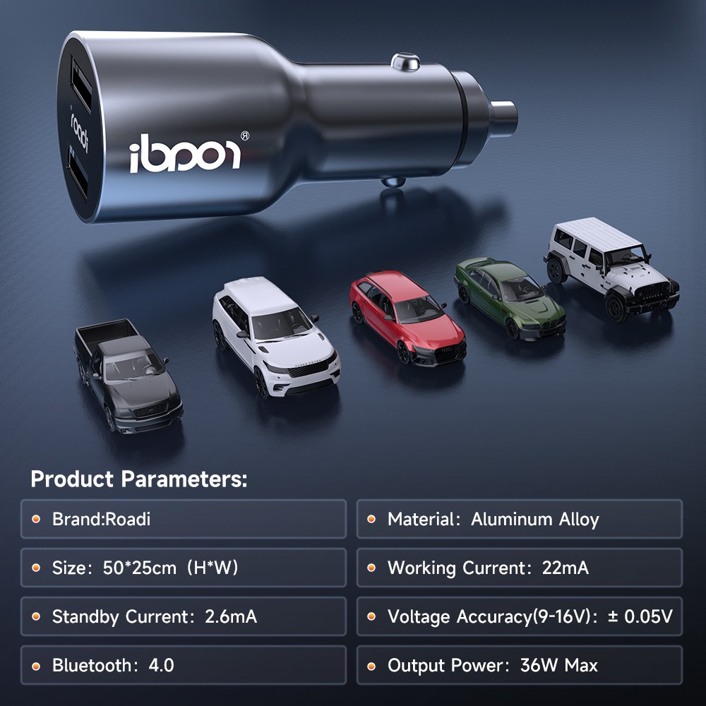 Bluetooth Fast Charging Car Dual USB Cigarette Charger Lighter Socket Adapter