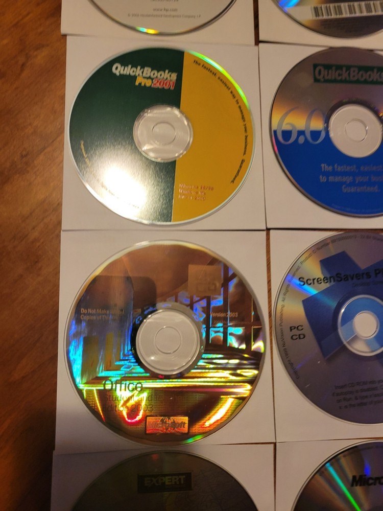 12 - Vintage Computer PC CD-ROM Software Loose Discs - Microsoft Quickbooks More