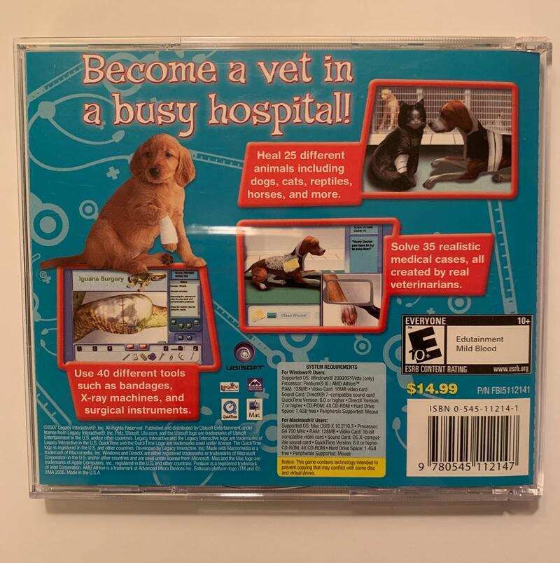 Petz Vet WIN MAC CD-Rom 2 Disc Computer Game Ubisoft EUC