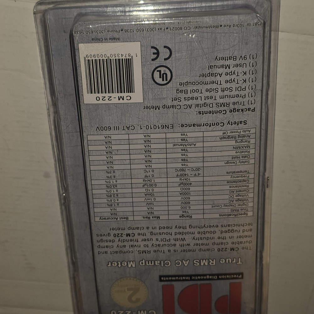 True Rms Digital AC Clamp meter PDI CM-220