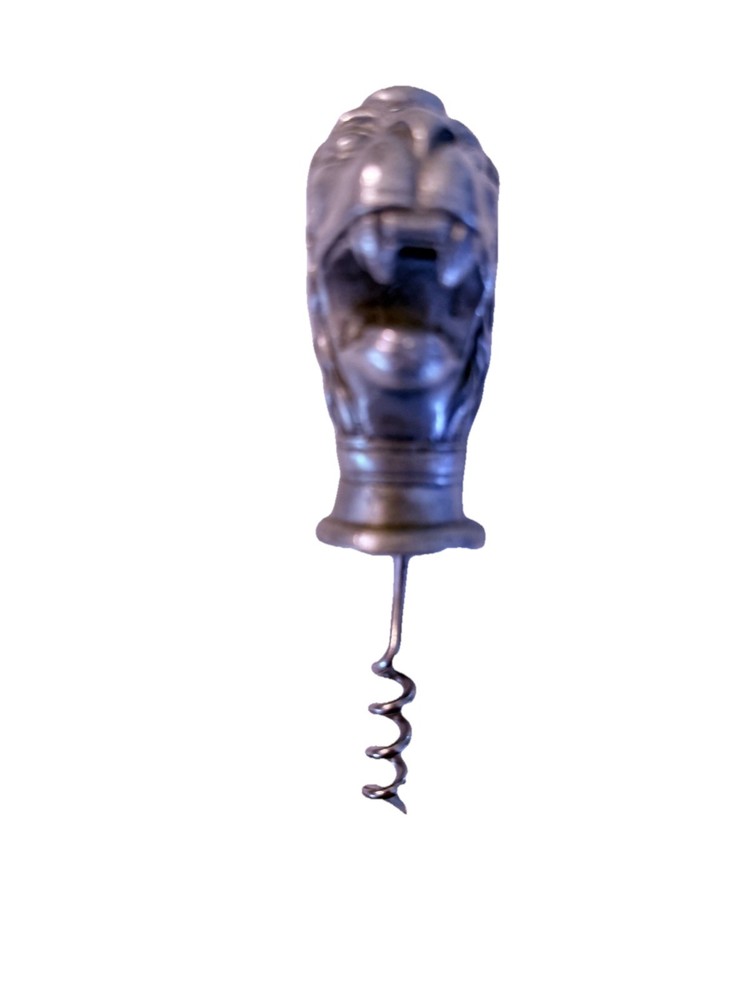 VTG Silver-Plated Lions Head Cork Screw
