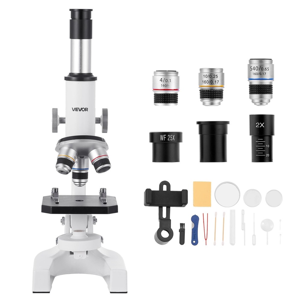 VEVOR Microscope for Kids Adults, 40X-2000X Professional Compound gray