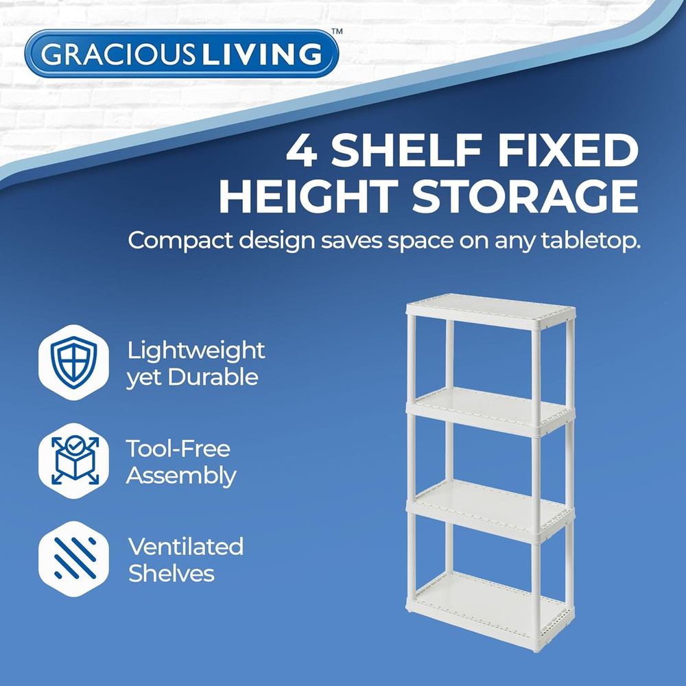 Gracious Living 4 Shelf Fixed Height Solid Light Duty Storage Unit 12 X 24 X 48