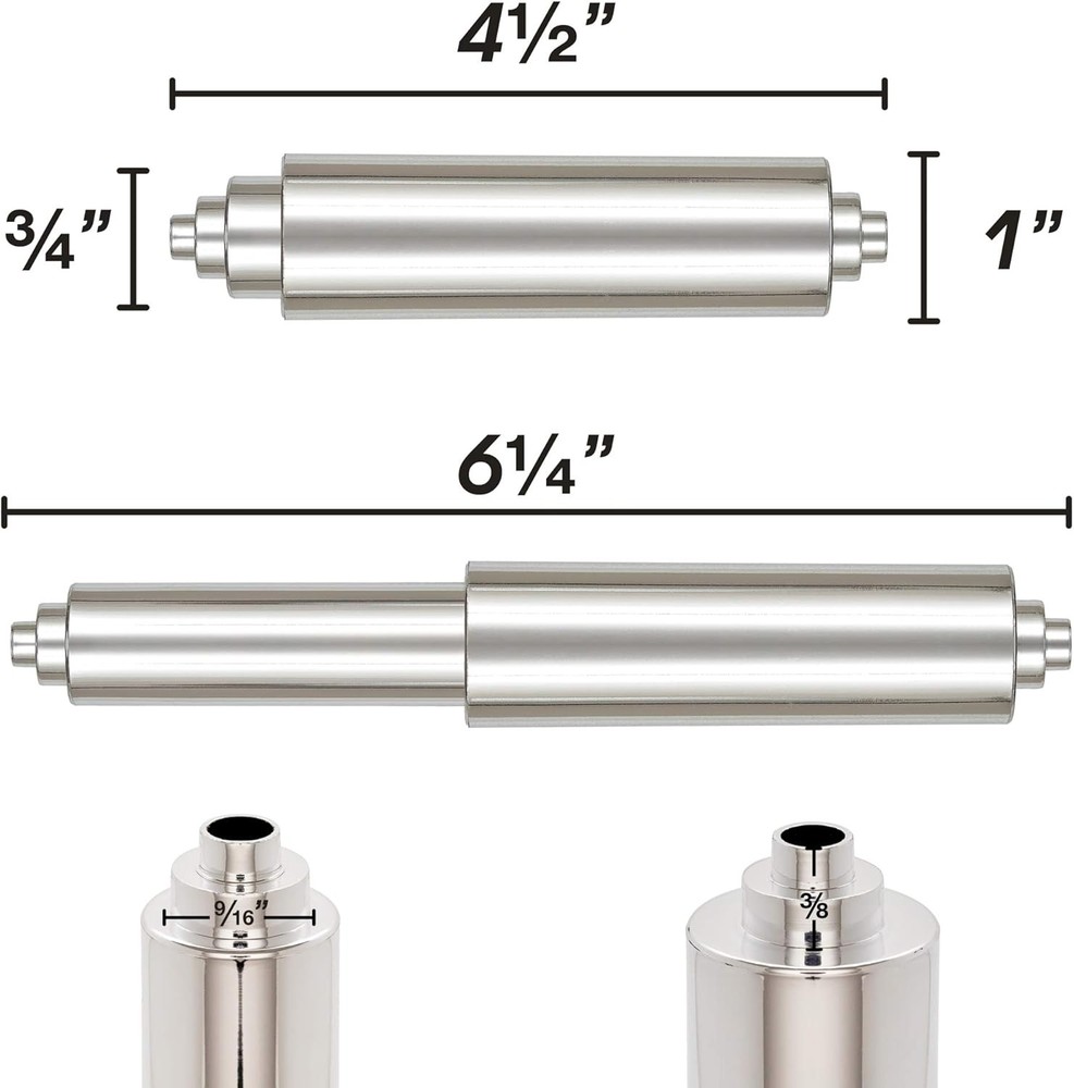 Universal Plastic Spring Loaded Toilet Paper Roll Holder Replacement, Chrome (1,