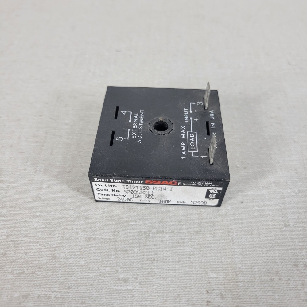 SSAC Incorporated Solid State Timer TS121150 PC14-1 24VAC 1A 150sec