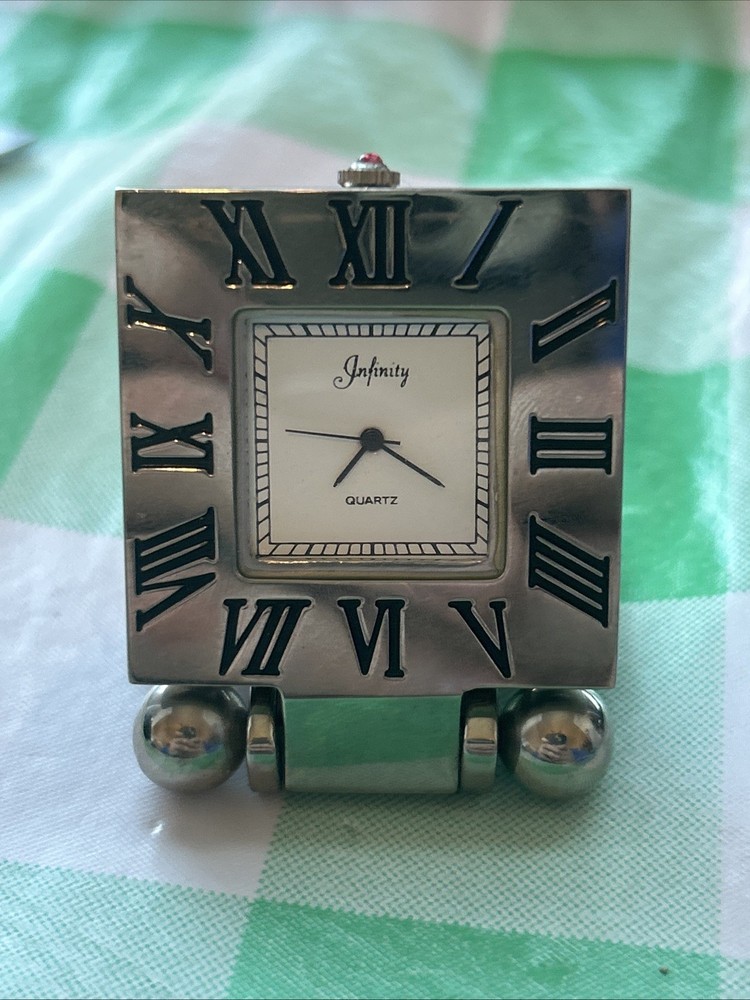 Infinity Silver Tone Desk Quartz Clock