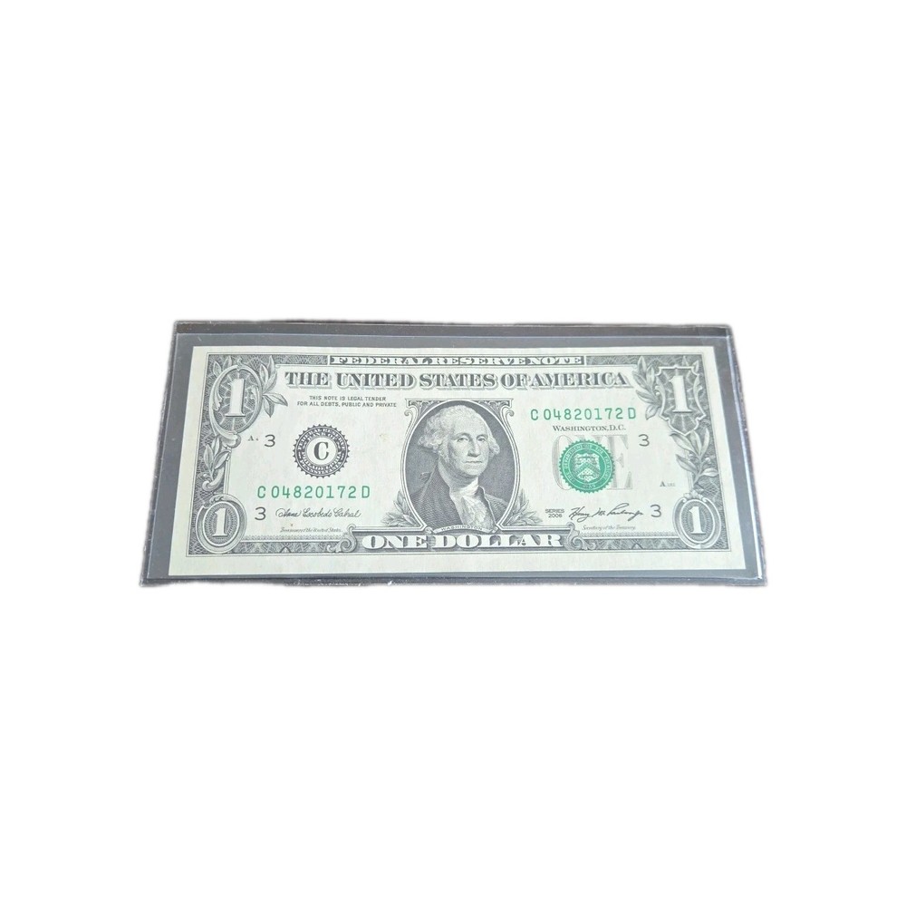 2006 U.S. One Dollar Error Note Crisp Uncirculated Pristine Front-Low Ink Back