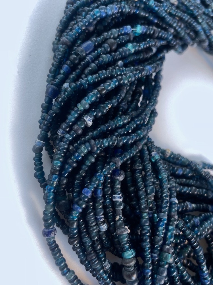 Authentic Ancient Indo Pacific / Nila Dark Blue Bead Strands