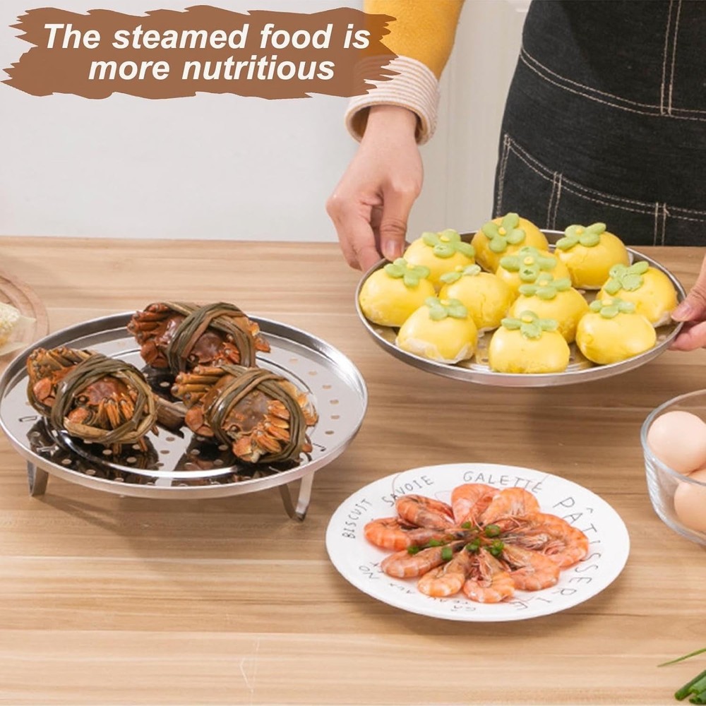 7.9-Inch Round Steamer Basket - Durable Stainless Steel with Stackable Design