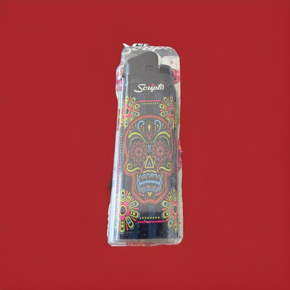 Scripto Premium Quality Lighter *Colorful Skull Design* (Adjustable Flame)