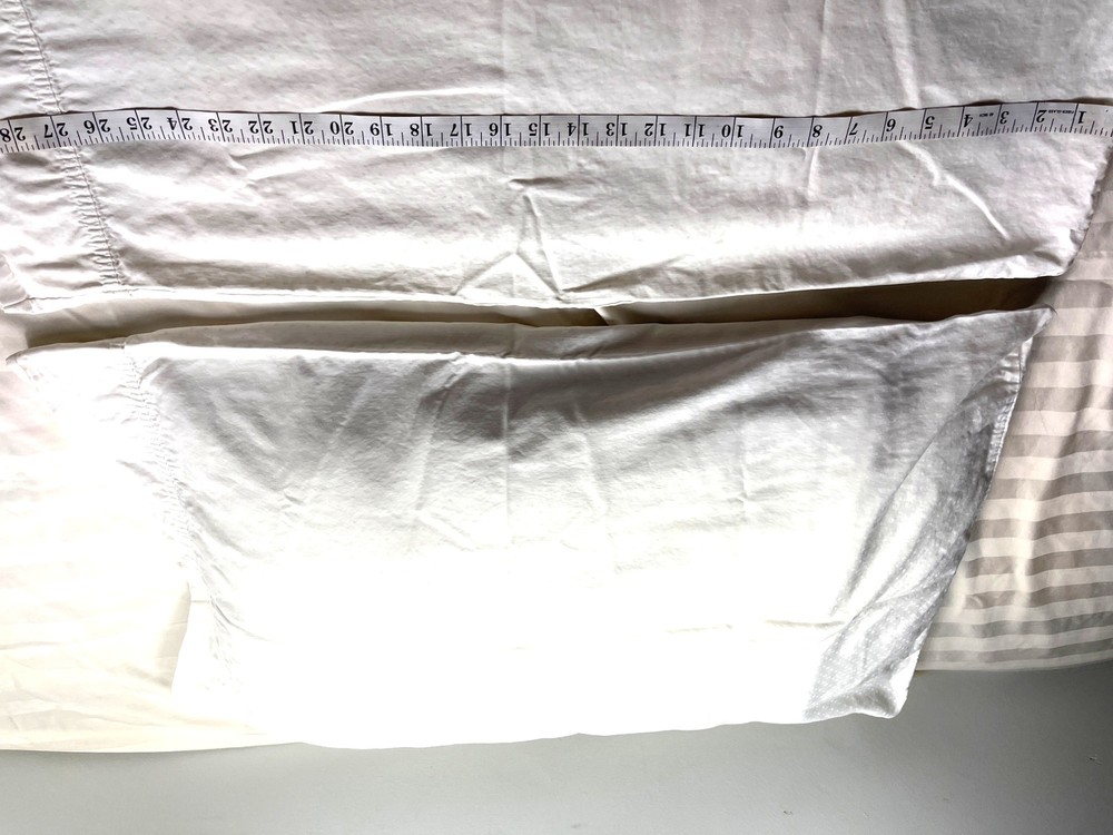 3 White Cotton Pillowcases 30" X 20" Polka Dot Pattern /Plain Standard Size Bedd