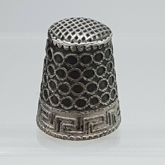 Silver 925 Vintage Greek Key & circle Design Thimble