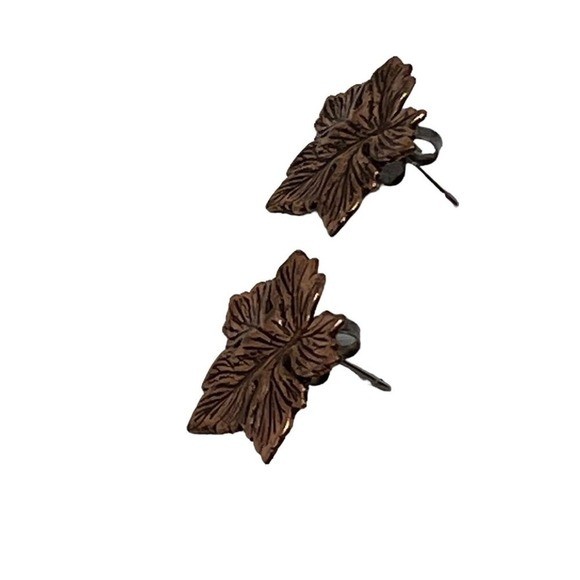 Sunrise Copper Pierced Earrings Leaf Stud
