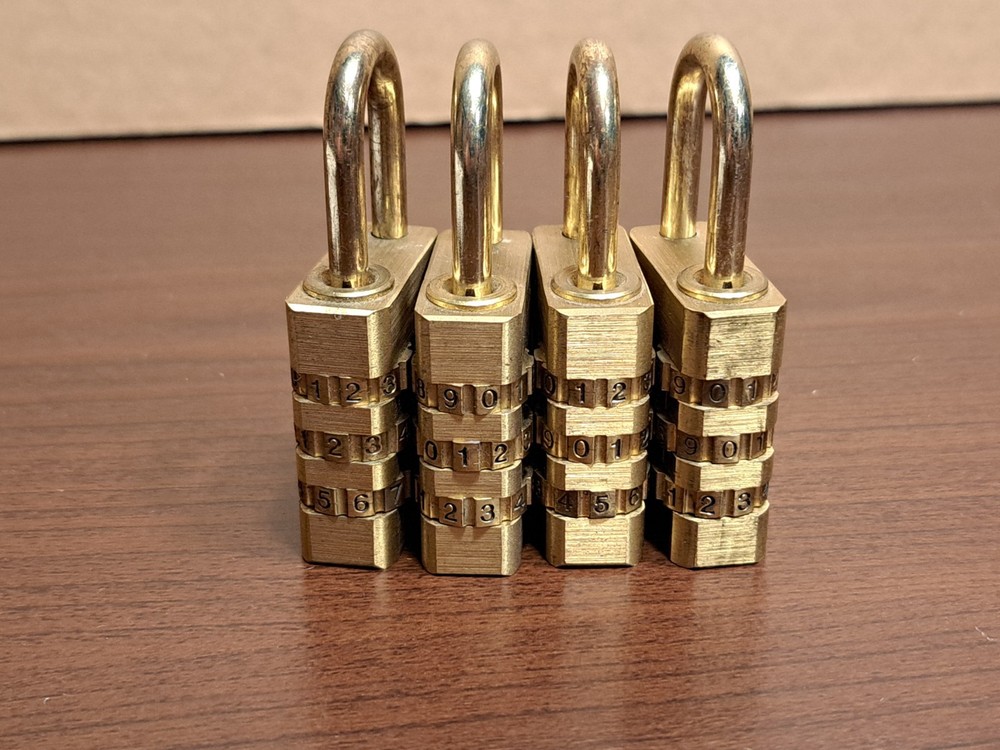 Lot of 4 MASTER COMBINATION LOCKS w CHANGEABLE COMBINATION FEATURE w INSTRUCTION