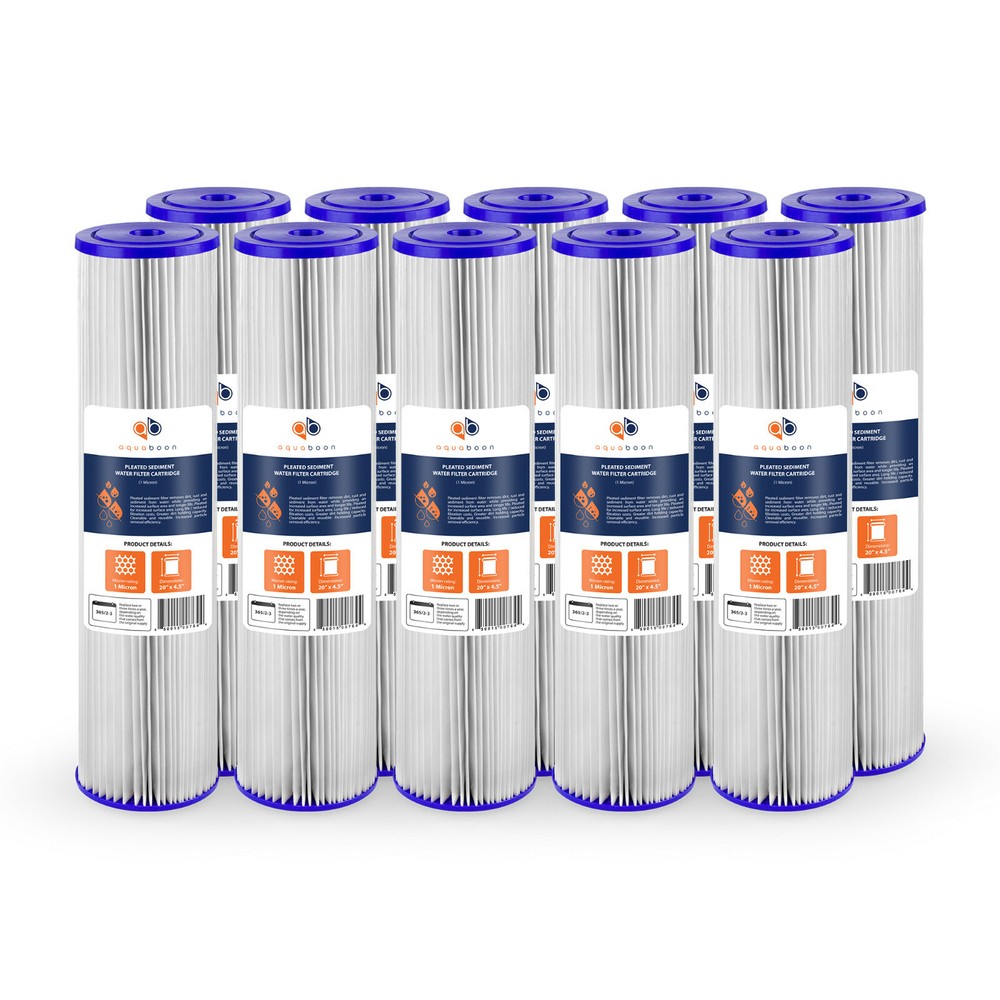 10PK of Big Blue 1µm Pleated Washable Sediment Water Filter 20"x4.5" by Aquaboon