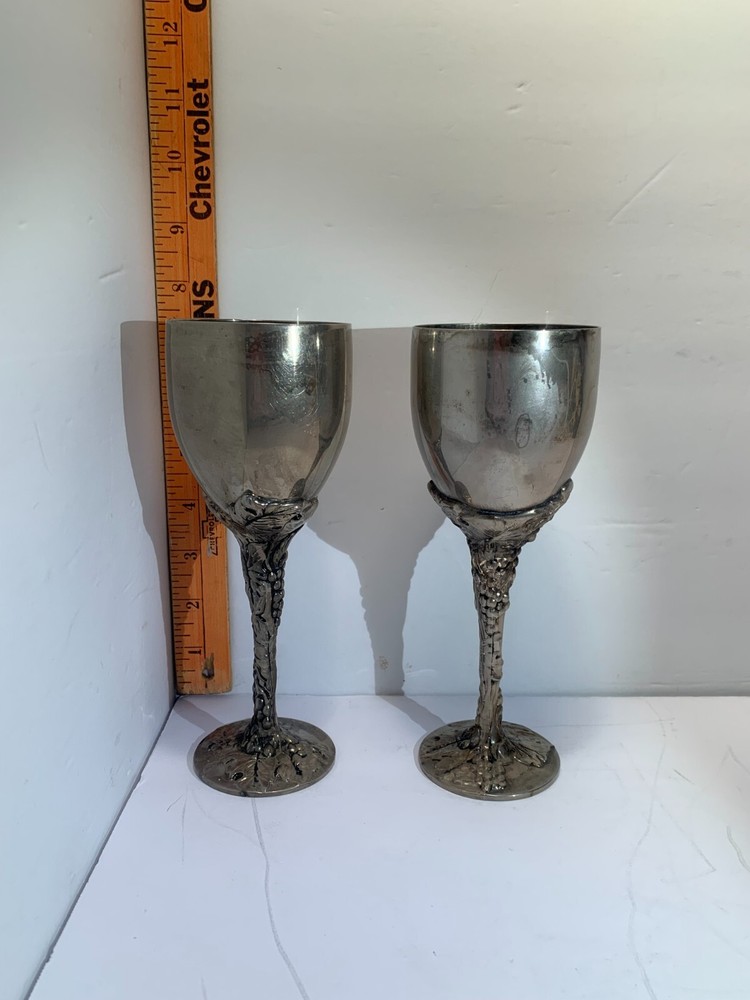 Godinger Silverplate Goblets, Grapes, READ