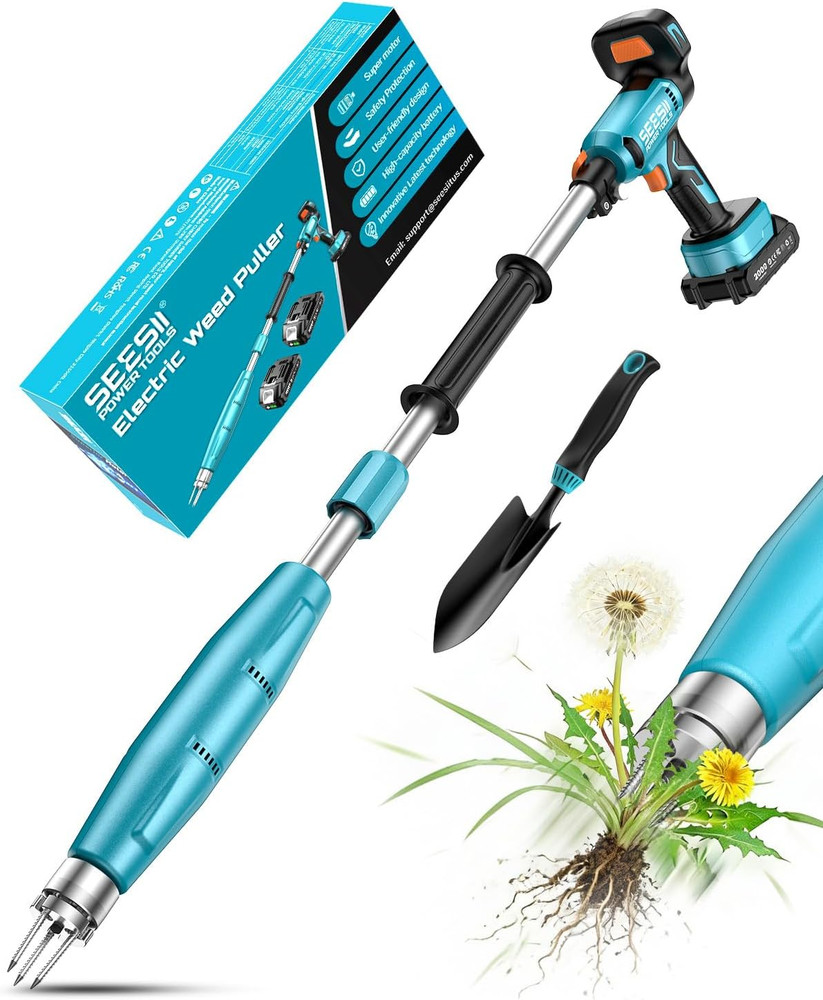 Stand-Up Weed Puller Tool with 40"-47" Adjustable Handle, High-Power 3-Claw Stai