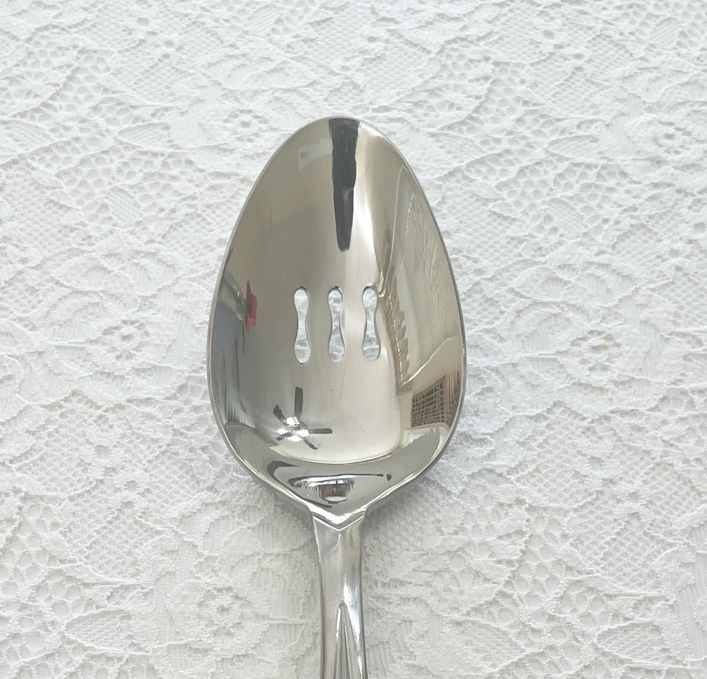 Oneida DYLAN Frosted Handle Glossy Stainless Pierced/Slotted Serving Spoon