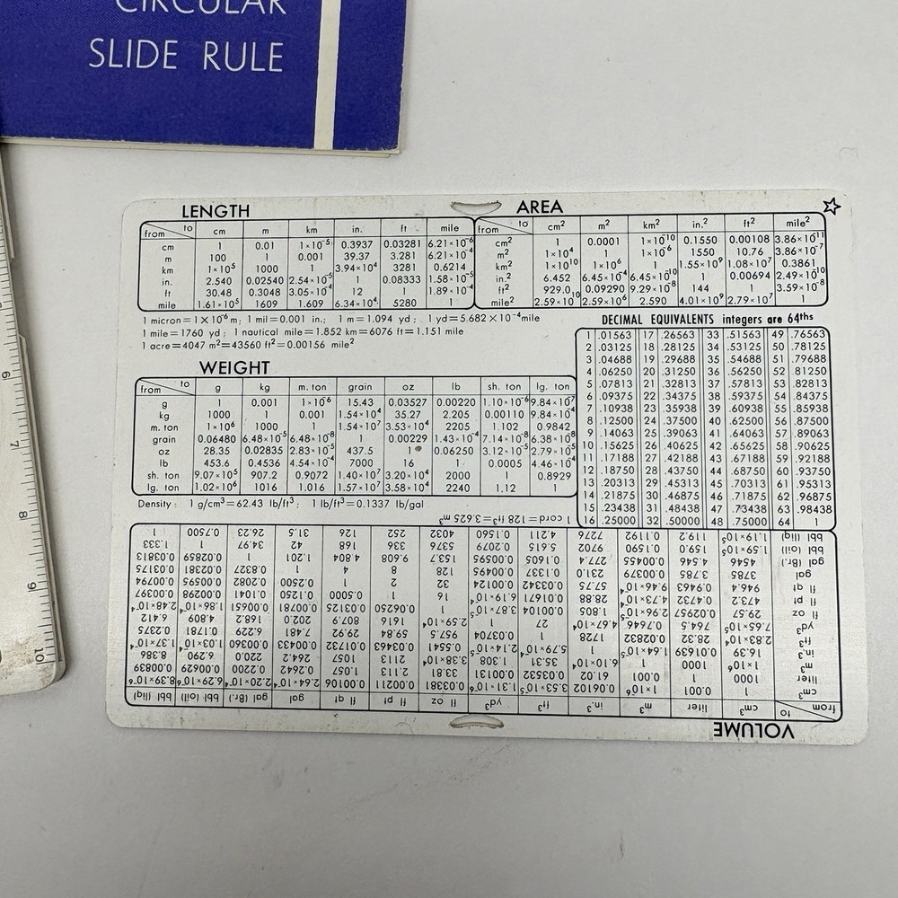 Vintage Concise CTCS-552 Circular Slide Rule Conversion Tables NUPRO Calculator