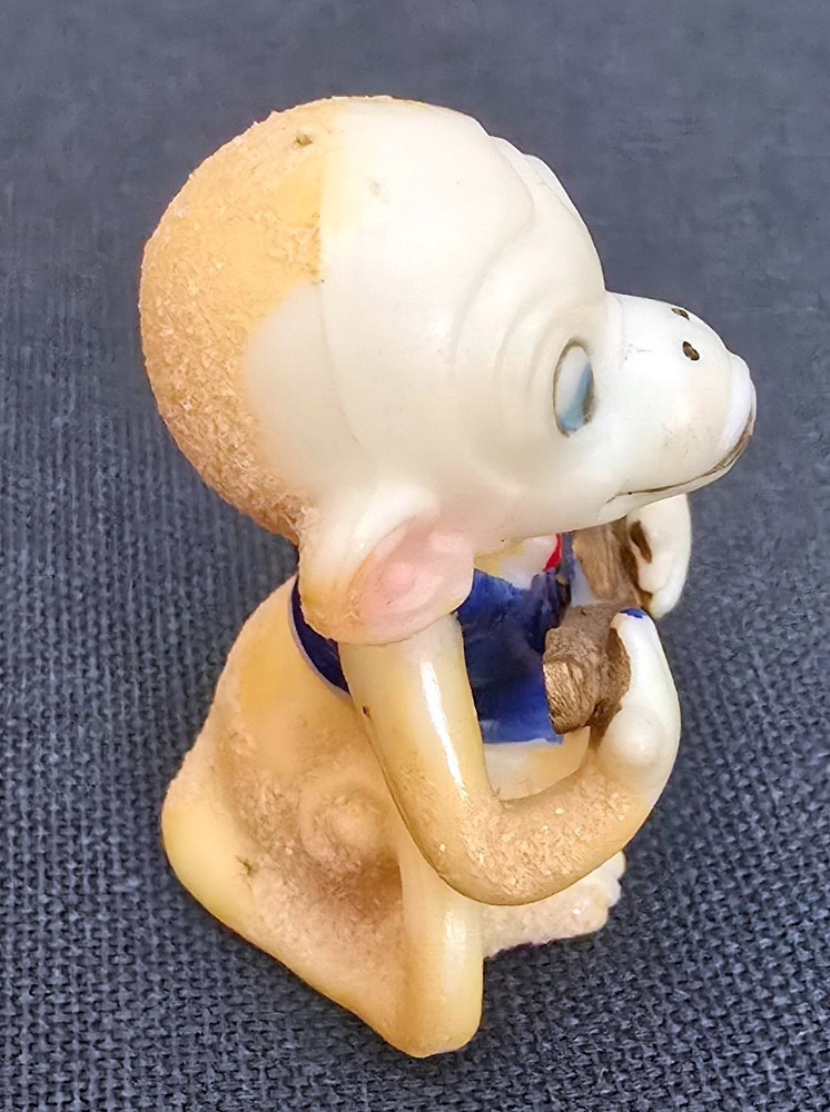Strange & Unusual Small Plastic Monkey with Guitar Figure