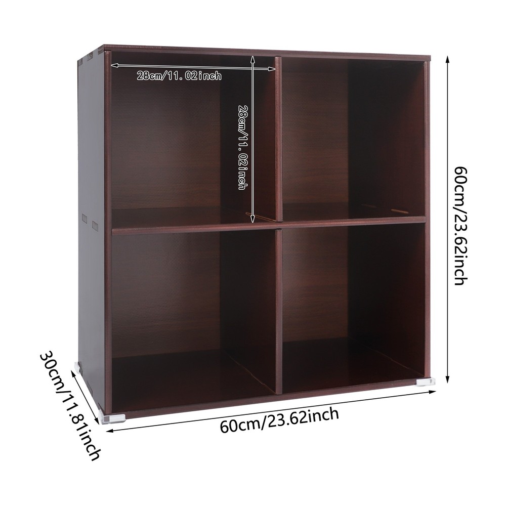 Solid Wood Bookshelf with Compartments Floor-Standing Solid Wood Cube Bookcase
