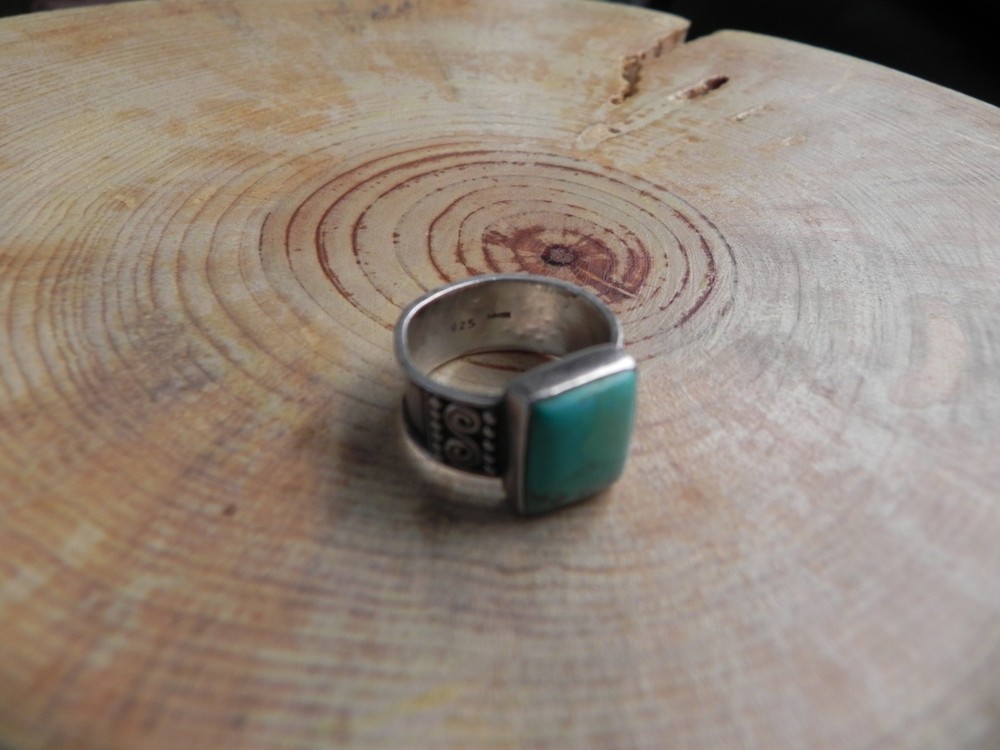Turquoise & Sterling Silver .925 Ring sz 7 signed MNSM