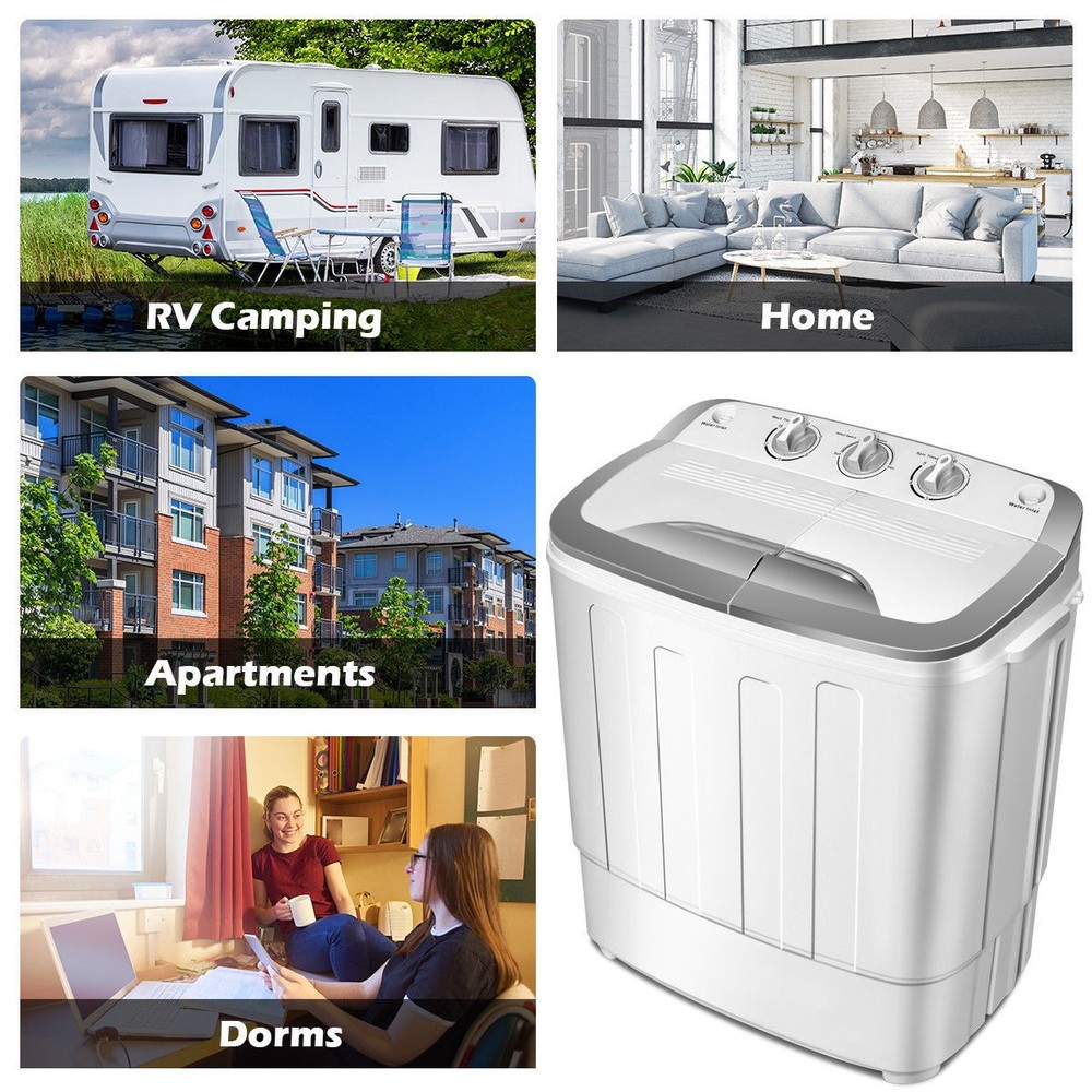 8lbs Compact Mini Twin Tub Washing Machine Washer Spinner