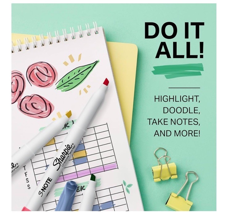 2x Sharpie S•note Markers Chisel Tip Creative Precise Broad Versatile No Bleed