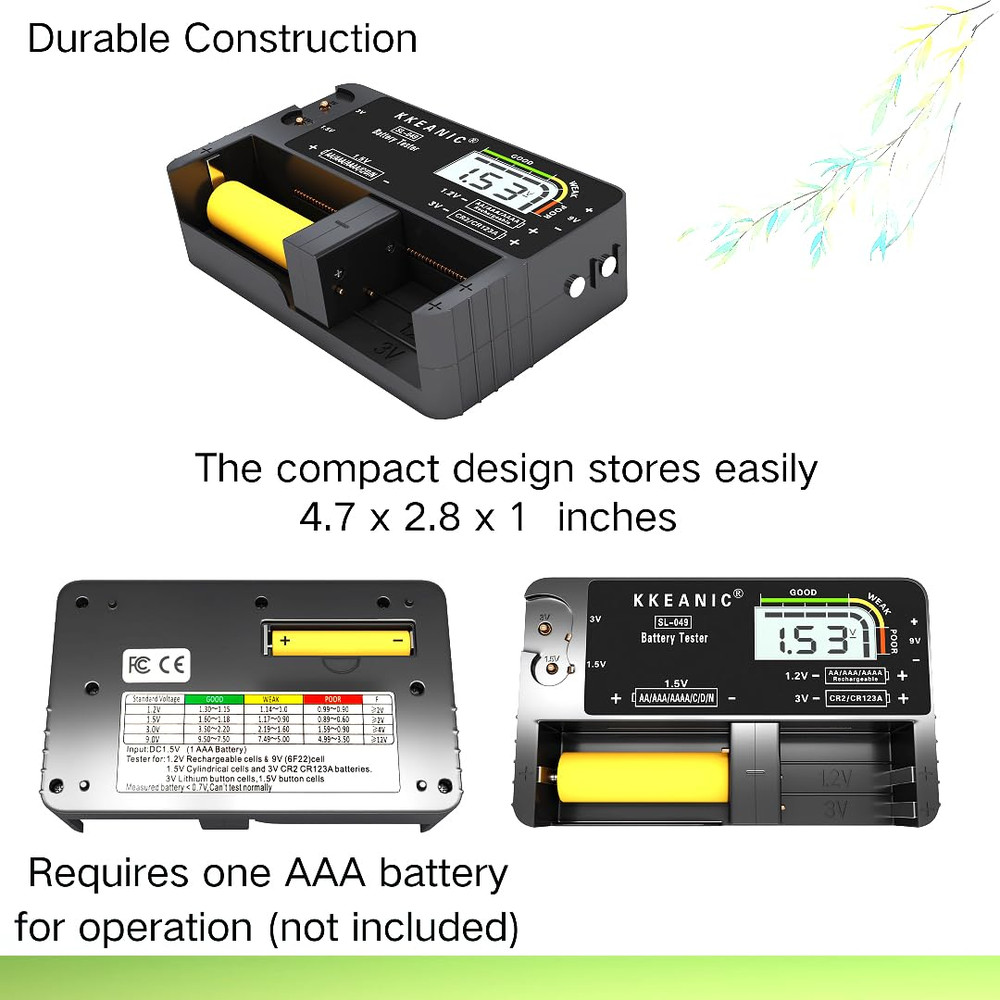 Battery Tester with Battery Organizer Storage Case,Professional Digital Battery