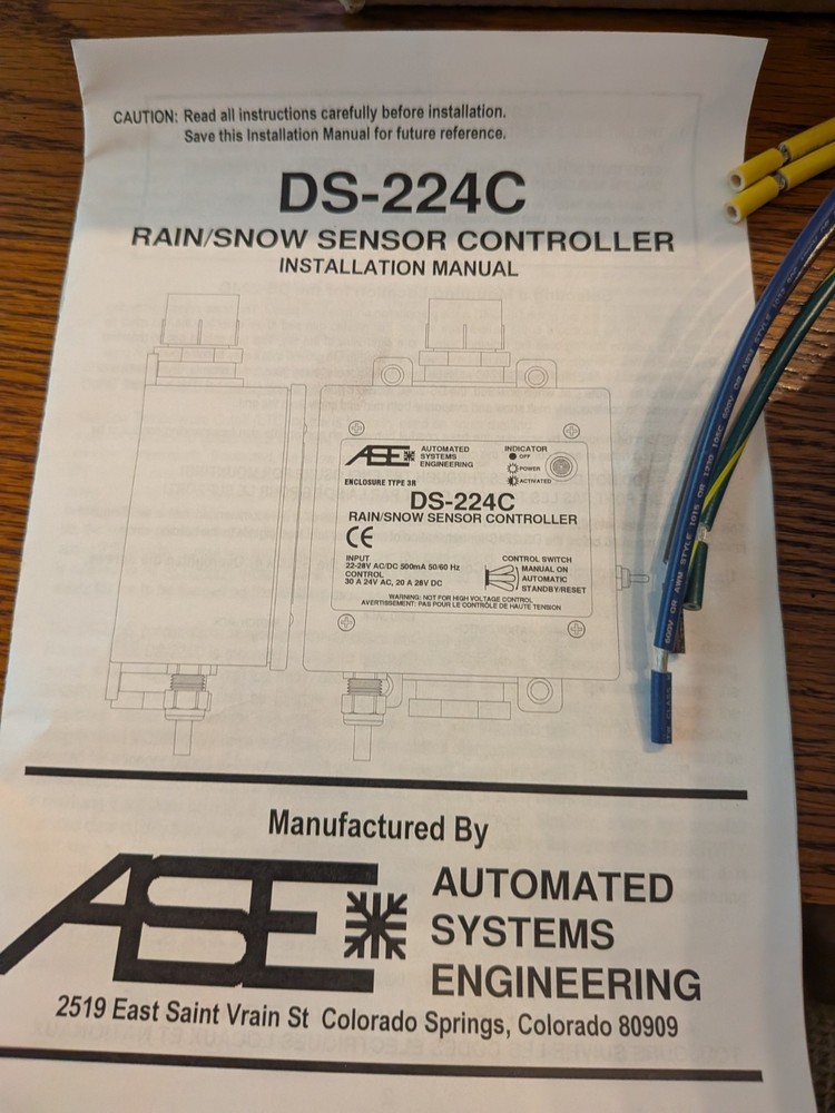 New DS-224C 22-28V Rain/Snow Sensor Control
