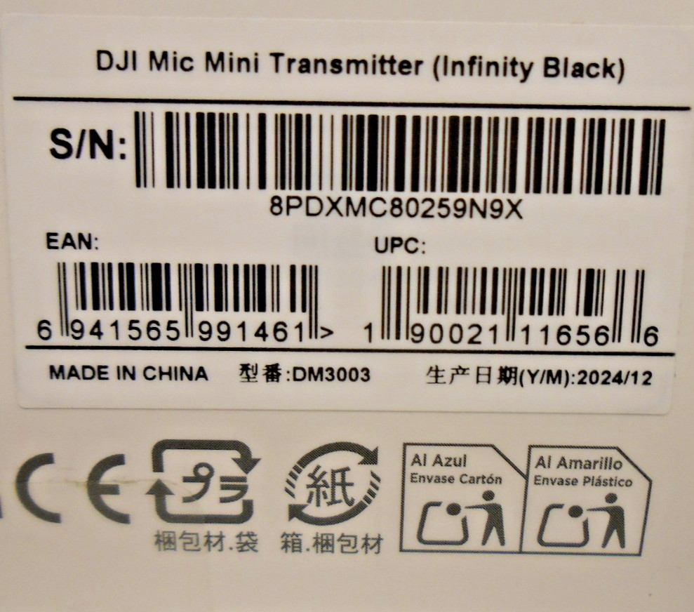 DJI Mic Mini Transmitter Wireless Lavalier Microphone Ultralight Black Free Ship