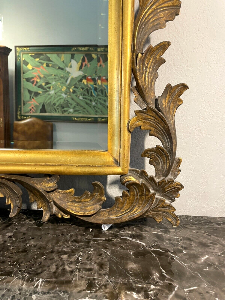 Vintage John Richard Ornate Rococo Solid Wood Gilded Frame Mirror 54" x 33"