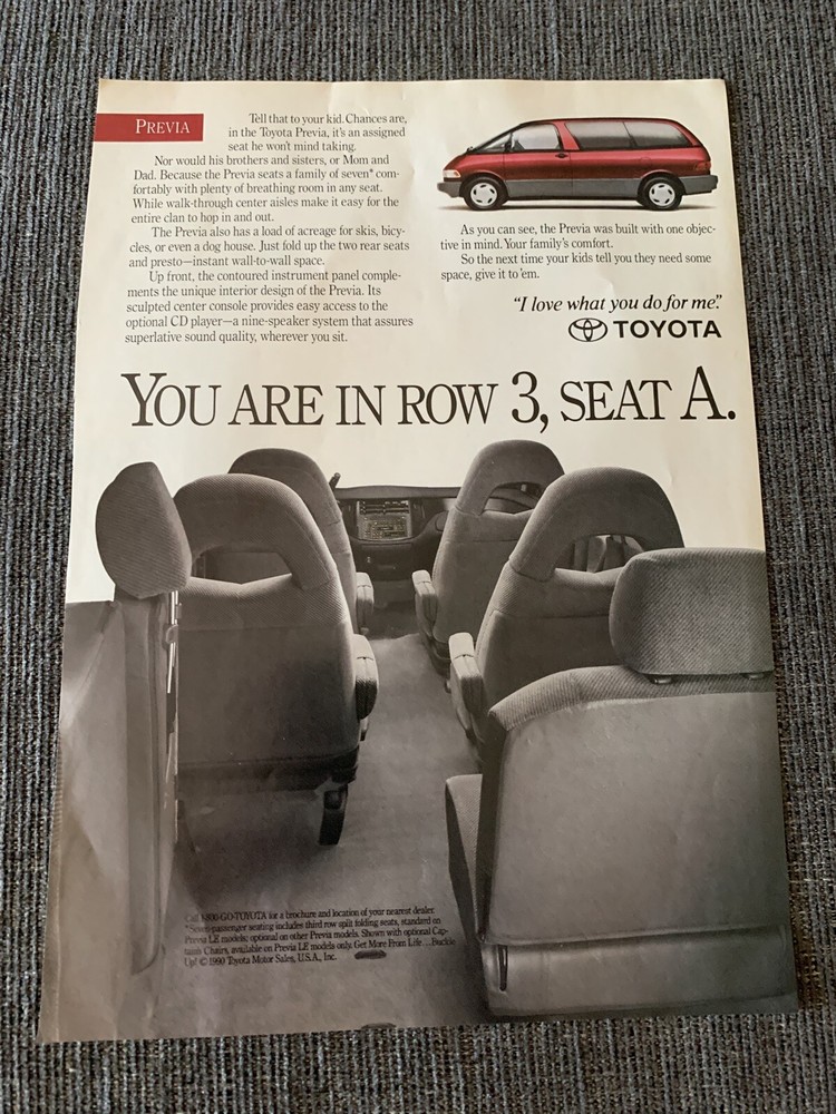 1991 Toyota Previa Minivan Ad